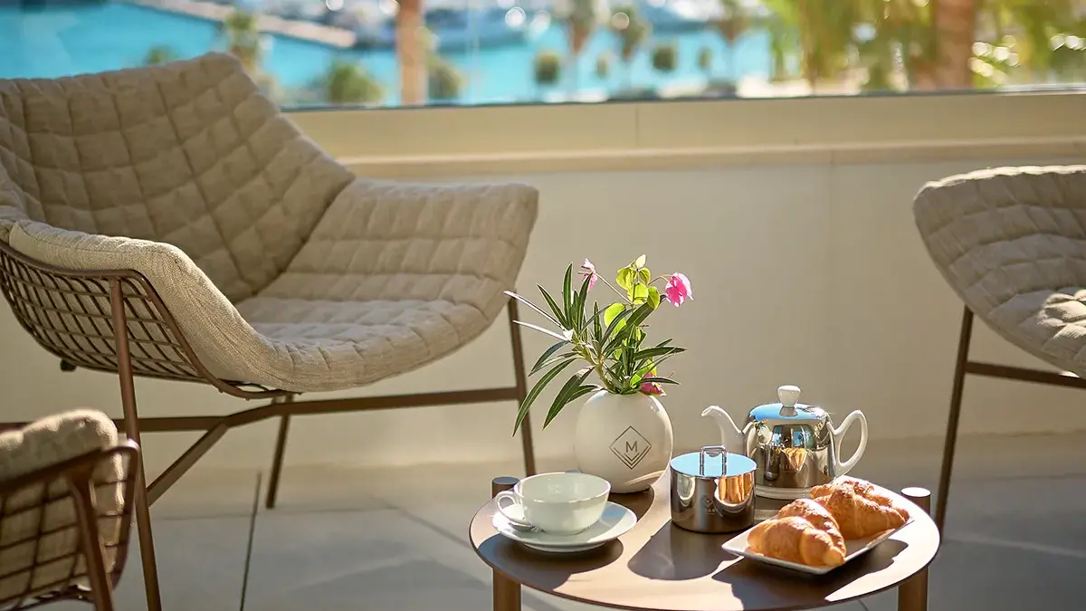 Croissants and coffee on the balcony of Boutique Hotel Mirari in Split