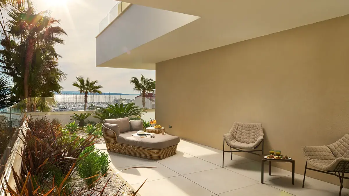 Garden furniture on e terrace of an executive suite of a hotel