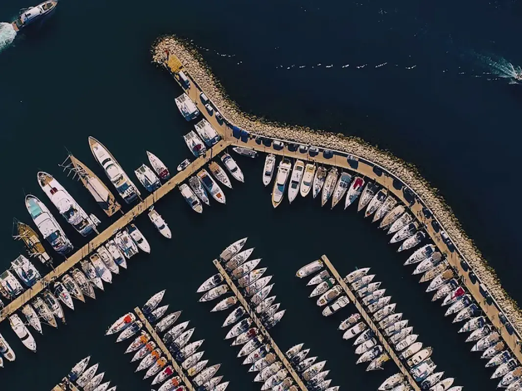 High angled shot of boats in ACI Marina in Split